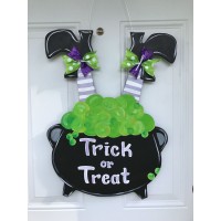 halloween wreath,witch legs door hanger,Halloween witch cauldron wreath   122641701164